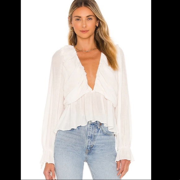 Free People Tops - Free People Daia Blouse Beige Small